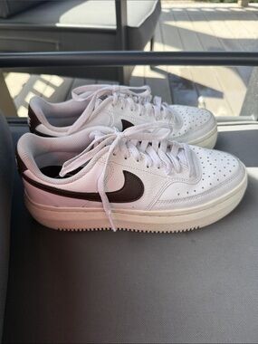 Nike Women’s Court Vision Alta Sneaker brown/white 8.5